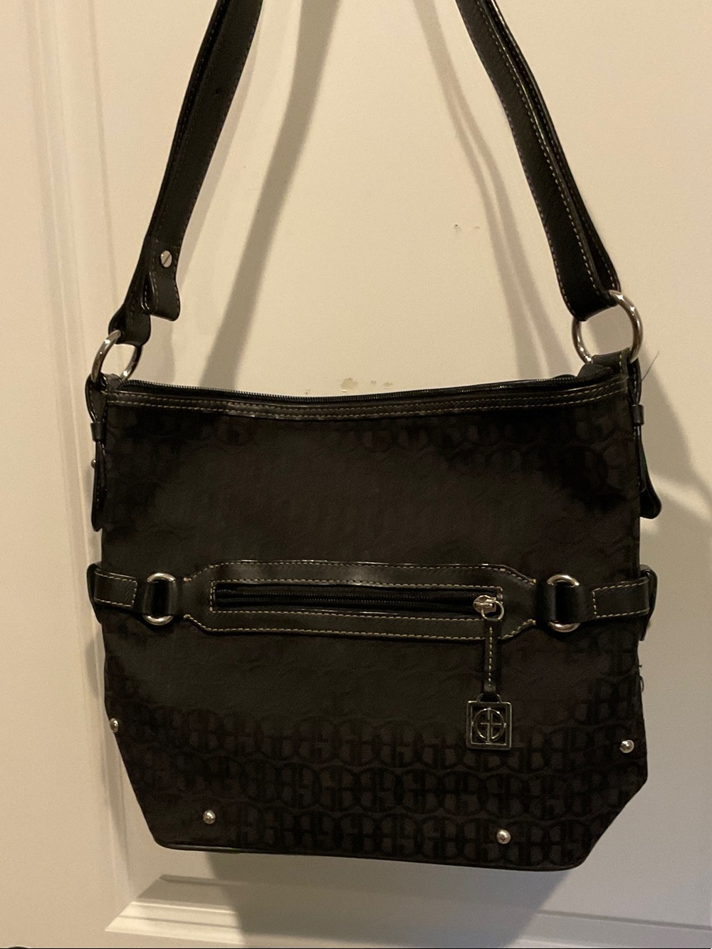 Giani Bernini Black Shoulder Bag with Silver Hardware